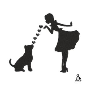 Matriz de Bordado Mulher com Cachorro